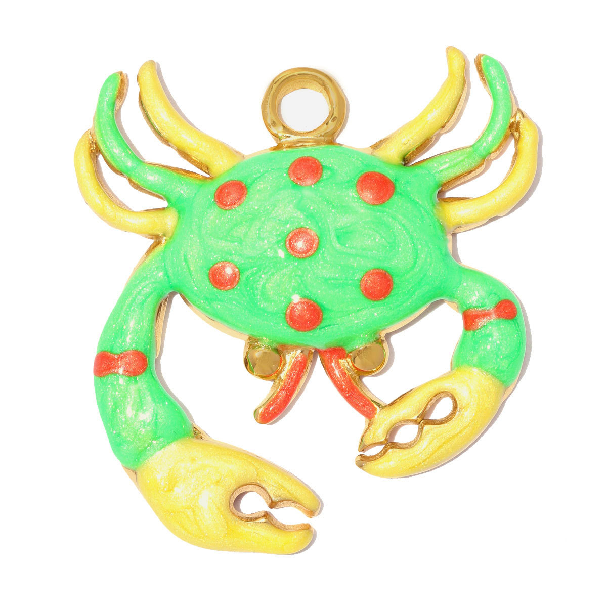 6pcs/pack Stainless Steel Rainbow Enamel Crab DIY Charms Rhinestone Fish Starfish Necklace Pendant Women Conch Jewelry Wholesale