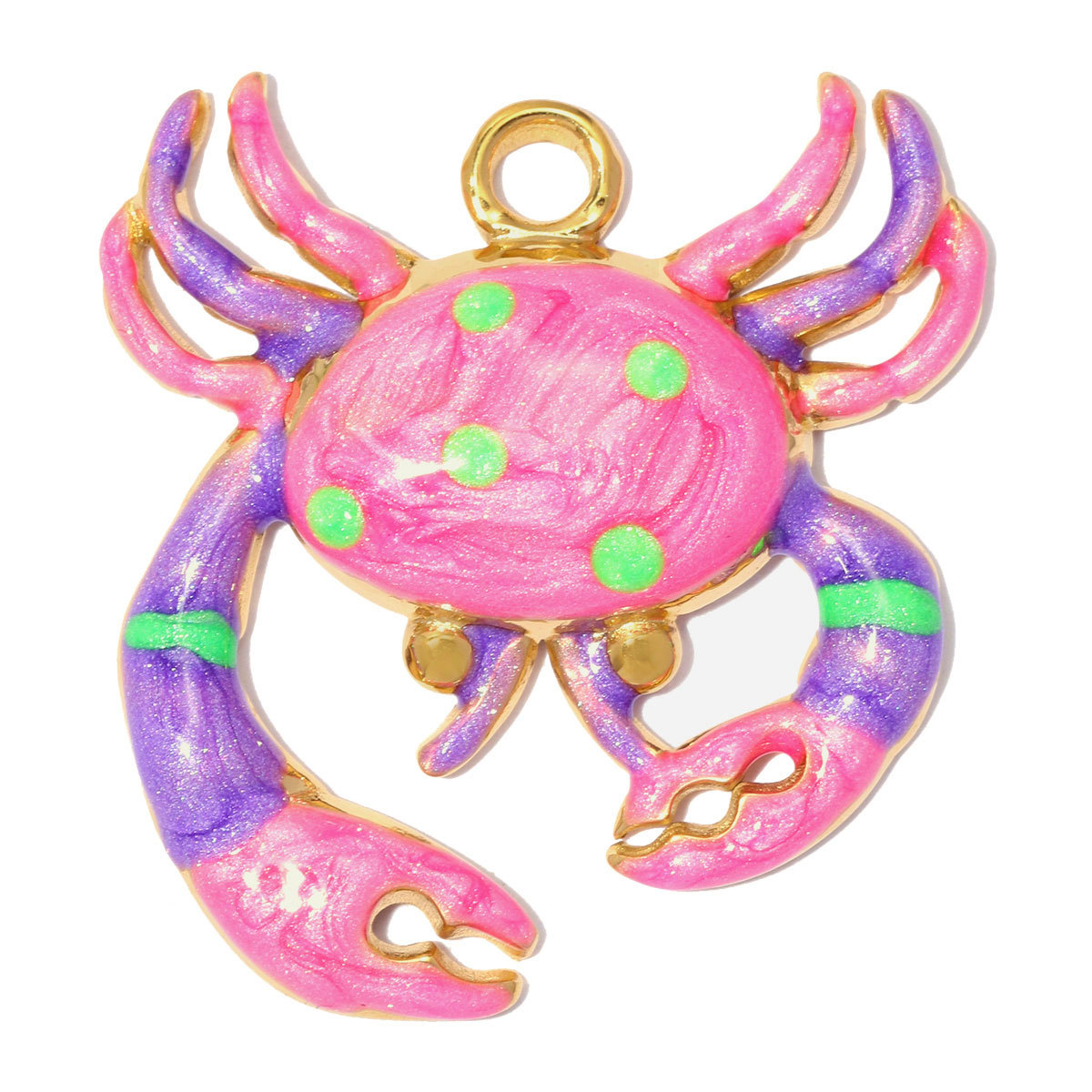 6pcs/pack Stainless Steel Rainbow Enamel Crab DIY Charms Rhinestone Fish Starfish Necklace Pendant Women Conch Jewelry Wholesale
