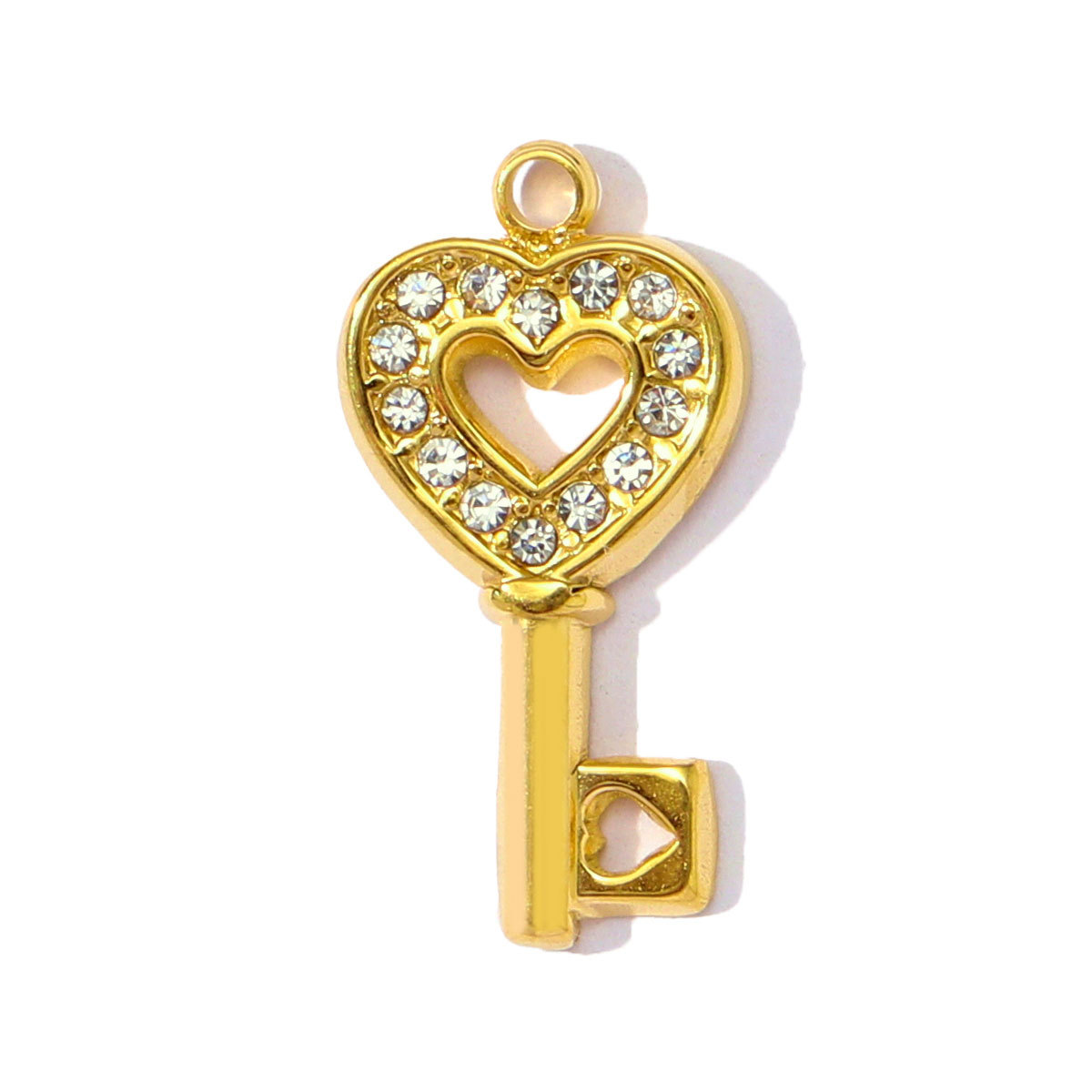 6pcs/pack Stainless Steel Rhinestone Camera Heart Key Conch Cherry Charms for Women DIY Jewelry Bracelet Pendants