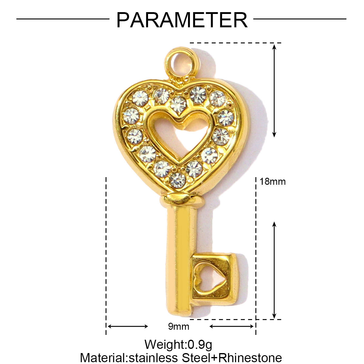 6pcs/pack Stainless Steel Rhinestone Camera Heart Key Conch Cherry Charms for Women DIY Jewelry Bracelet Pendants