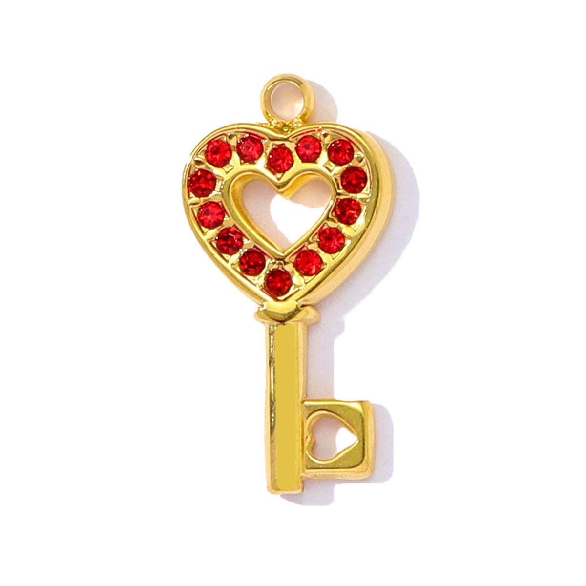 6pcs/pack Stainless Steel Rhinestone Camera Heart Key Conch Cherry Charms for Women DIY Jewelry Bracelet Pendants