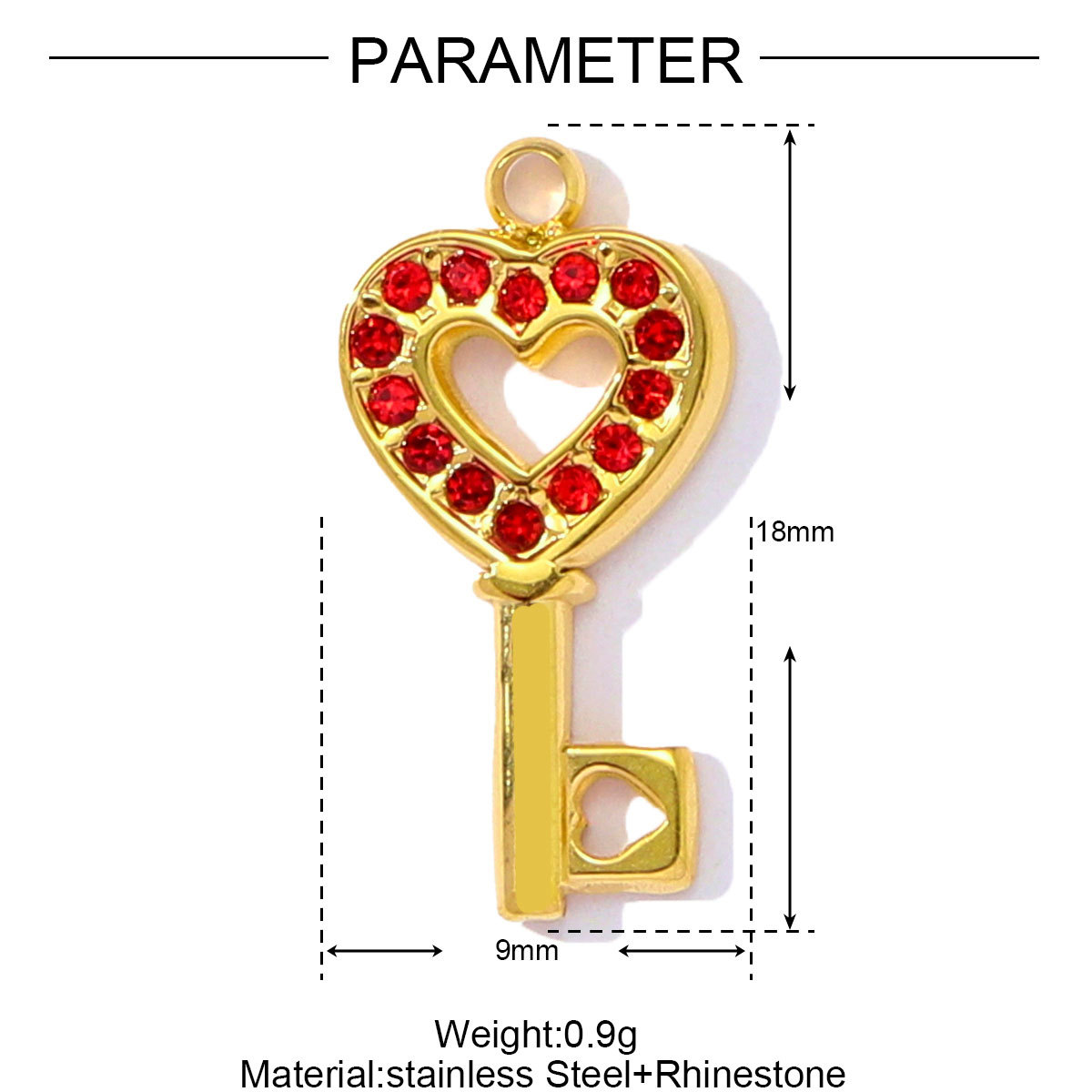 6pcs/pack Stainless Steel Rhinestone Camera Heart Key Conch Cherry Charms for Women DIY Jewelry Bracelet Pendants