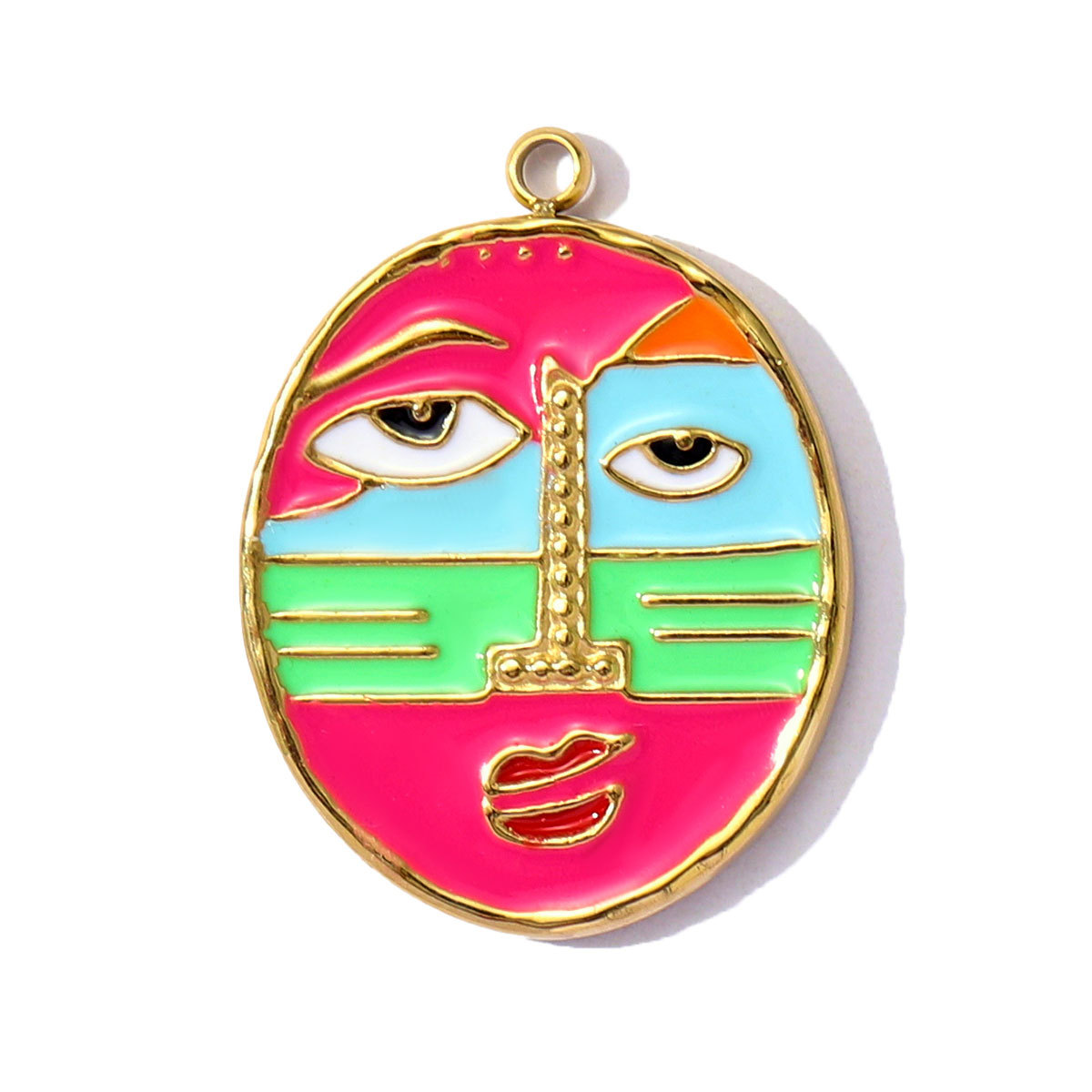 6pcs/pack Cross Human Face Mask Stainless Steel Horseshoe teeth Pendants for Women DIY Jewelry Necklace Making Charms