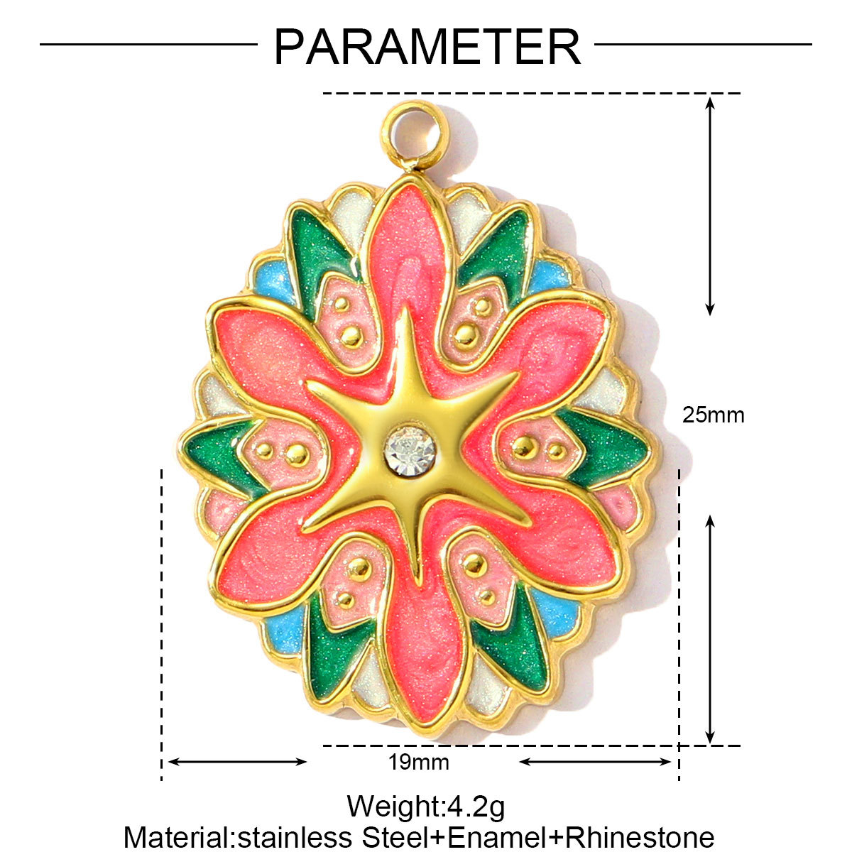 6pcs/pack Lucky Clover Lotus Stainless Steel Enamel Flower Heart Pendants Cross Charms for Women DIY Jewelry Necklace Making