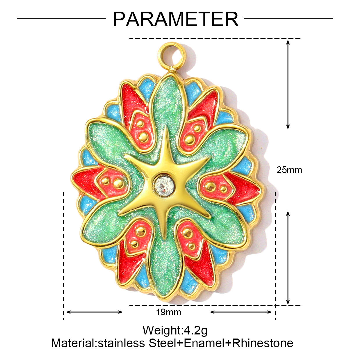 6pcs/pack Lucky Clover Lotus Stainless Steel Enamel Flower Heart Pendants Cross Charms for Women DIY Jewelry Necklace Making