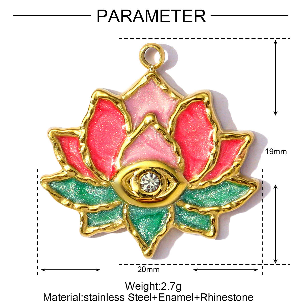 6pcs/pack Lucky Clover Lotus Stainless Steel Enamel Flower Heart Pendants Cross Charms for Women DIY Jewelry Necklace Making