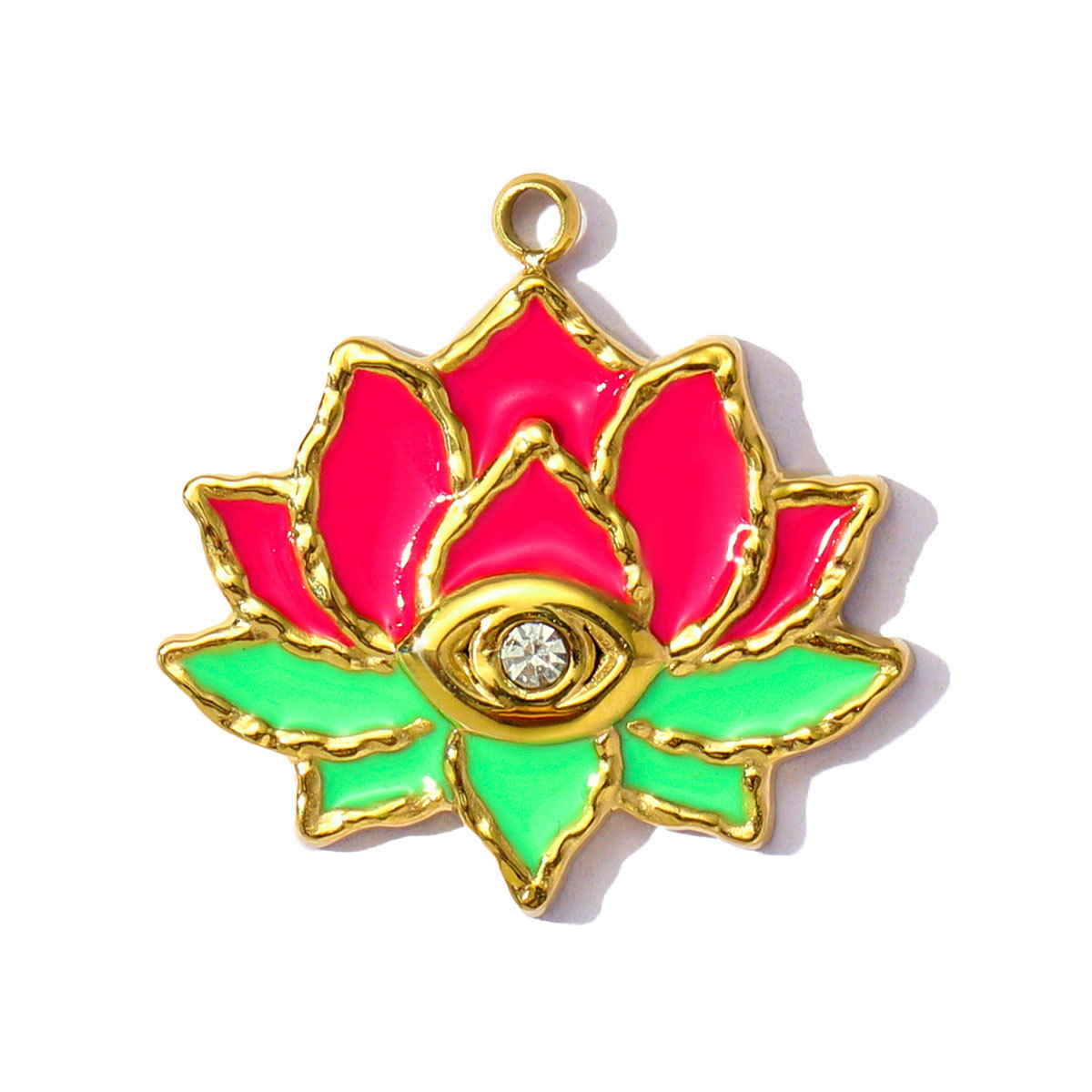 6pcs/pack Lucky Clover Lotus Stainless Steel Enamel Flower Heart Pendants Cross Charms for Women DIY Jewelry Necklace Making