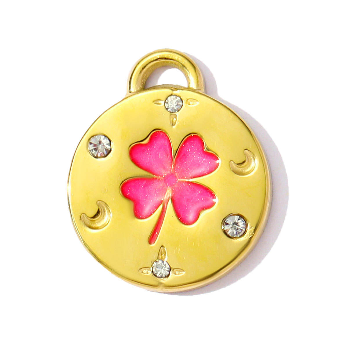 6pcs/pack Lucky Clover Lotus Stainless Steel Enamel Flower Heart Pendants Cross Charms for Women DIY Jewelry Necklace Making