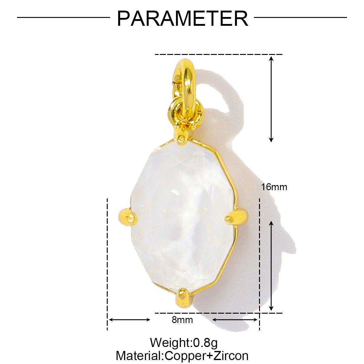 6pcs/pack Wholesale Copper Cubic Zircon Oval Round Diy Bracelet Charms Women Crystal Eye Heart Necklace Pendants Jewelry