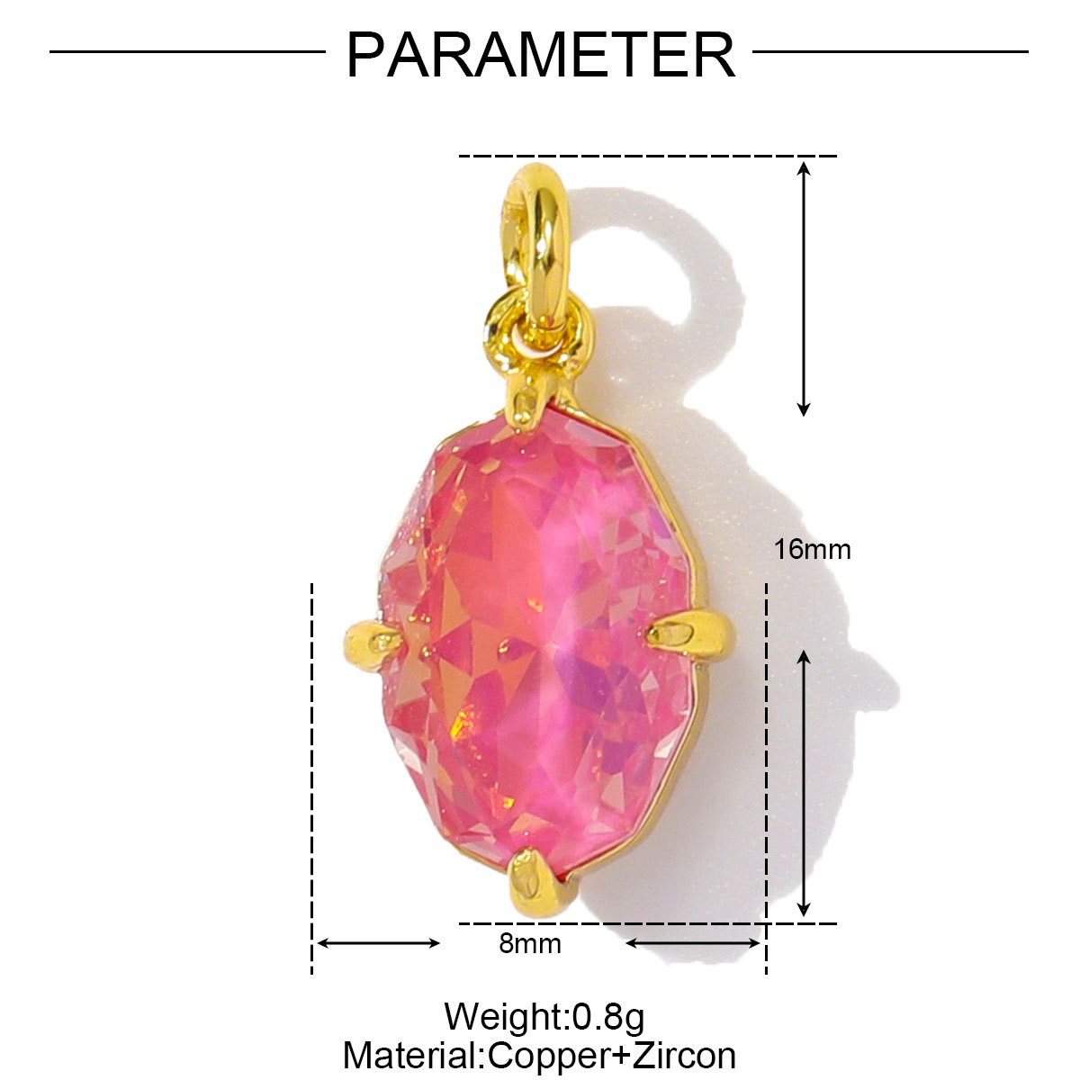 6pcs/pack Wholesale Copper Cubic Zircon Oval Round Diy Bracelet Charms Women Crystal Eye Heart Necklace Pendants Jewelry
