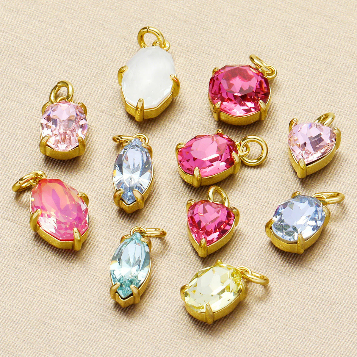 6pcs/pack Wholesale Copper Cubic Zircon Oval Round Diy Bracelet Charms Women Crystal Eye Heart Necklace Pendants Jewelry