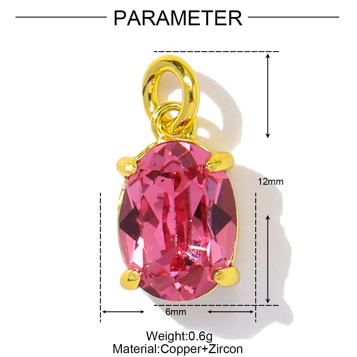 6pcs/pack Wholesale Copper Cubic Zircon Oval Round Diy Bracelet Charms Women Crystal Eye Heart Necklace Pendants Jewelry