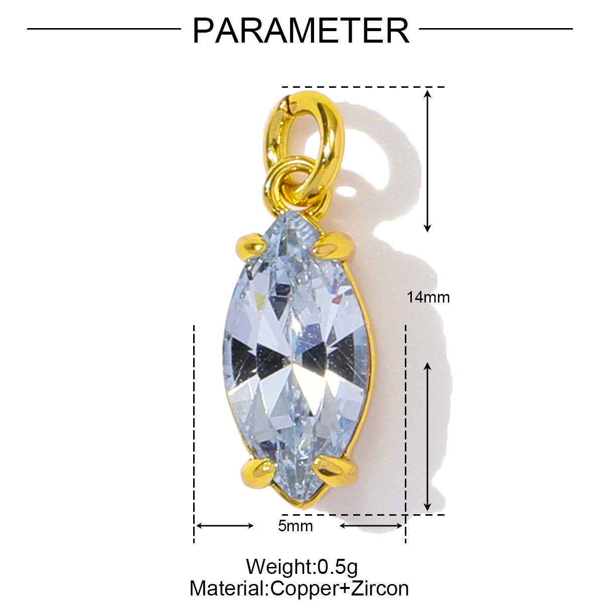 6pcs/pack Wholesale Copper Cubic Zircon Oval Round Diy Bracelet Charms Women Crystal Eye Heart Necklace Pendants Jewelry