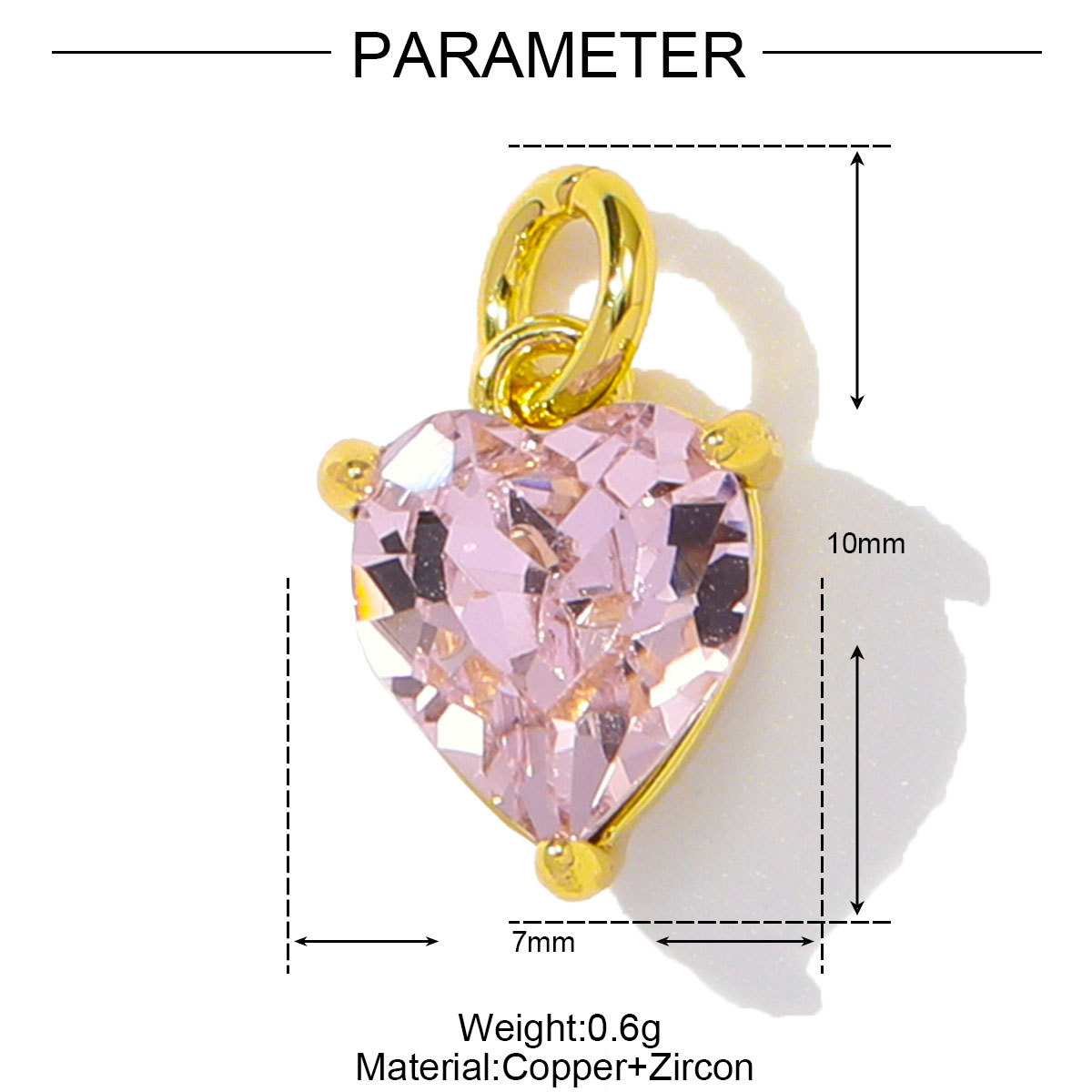 6pcs/pack Wholesale Copper Cubic Zircon Oval Round Diy Bracelet Charms Women Crystal Eye Heart Necklace Pendants Jewelry