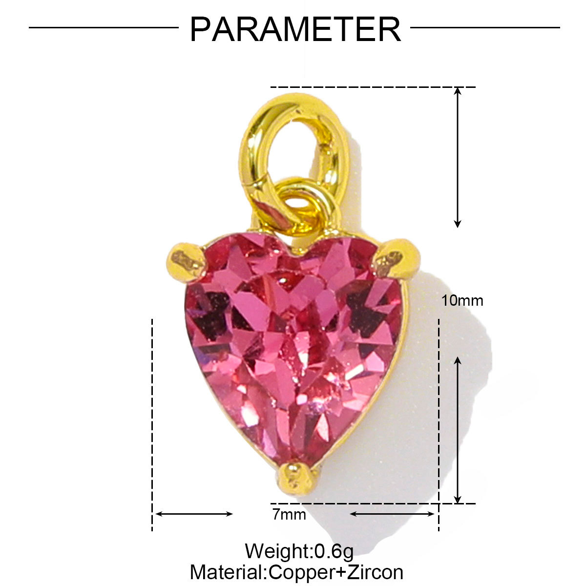 6pcs/pack Wholesale Copper Cubic Zircon Oval Round Diy Bracelet Charms Women Crystal Eye Heart Necklace Pendants Jewelry
