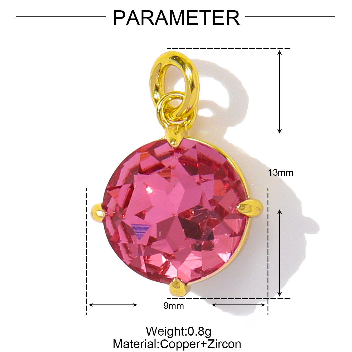 6pcs/pack Wholesale Copper Cubic Zircon Oval Round Diy Bracelet Charms Women Crystal Eye Heart Necklace Pendants Jewelry