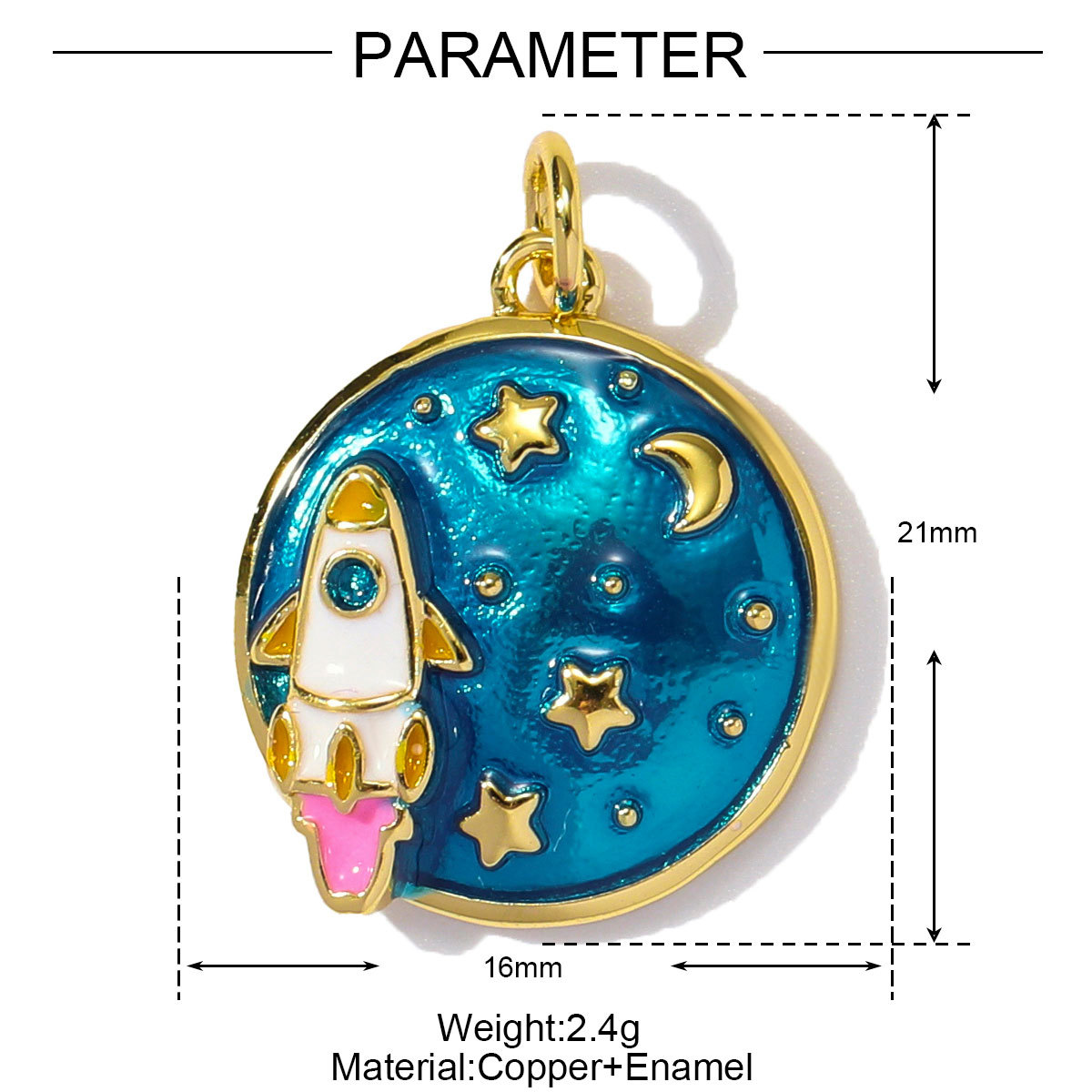 6pcs/pack Wholesale Copper Cute Boy Girl Diy Charms Women Astronauts Spacecraft Necklace Pendants Rainbow Umbrella Jewelry