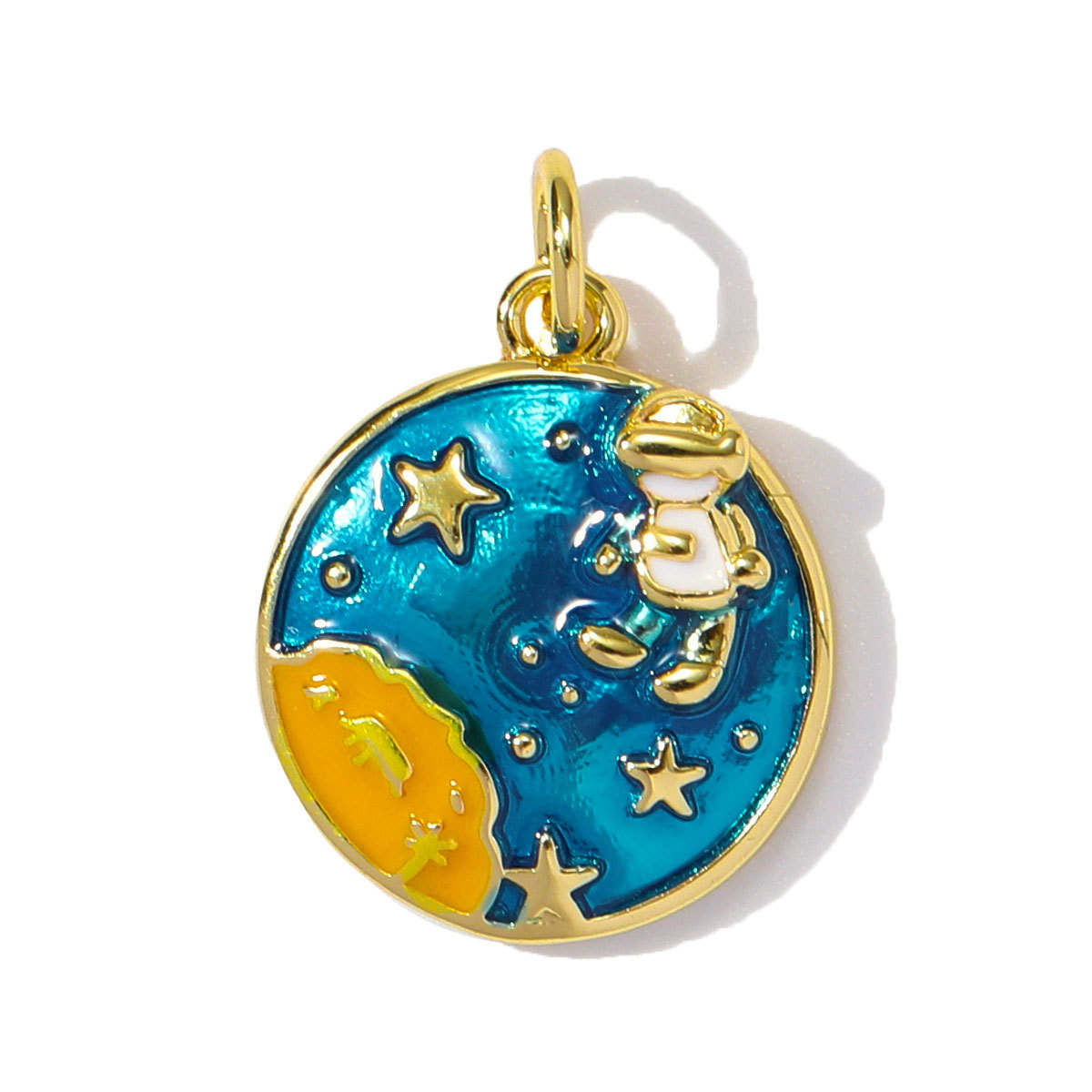 6pcs/pack Wholesale Copper Cute Boy Girl Diy Charms Women Astronauts Spacecraft Necklace Pendants Rainbow Umbrella Jewelry