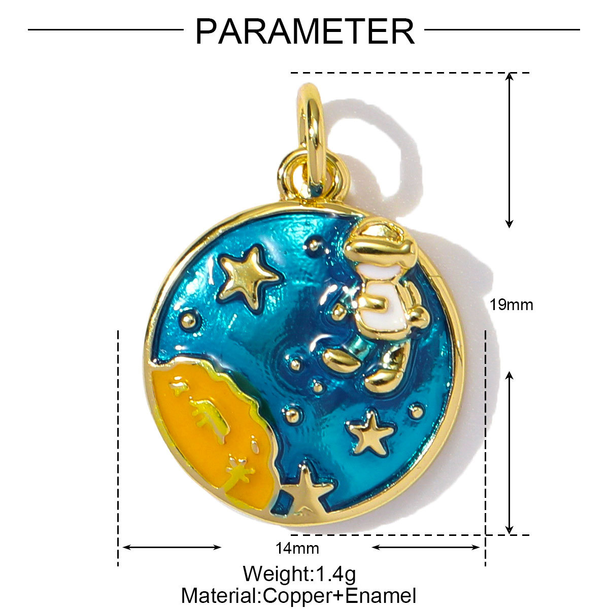 6pcs/pack Wholesale Copper Cute Boy Girl Diy Charms Women Astronauts Spacecraft Necklace Pendants Rainbow Umbrella Jewelry