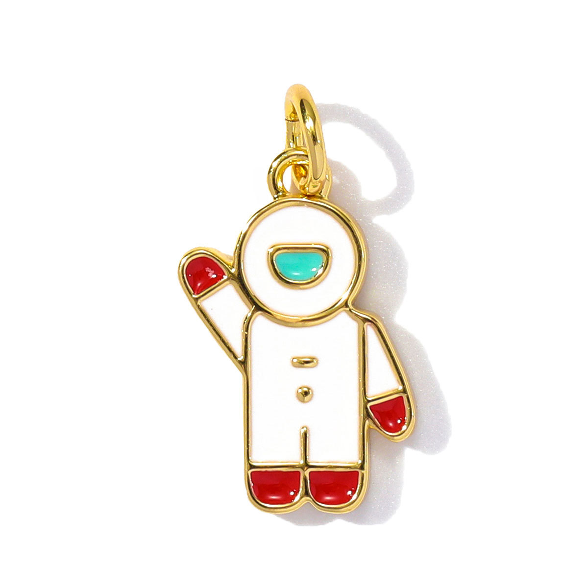 6pcs/pack Wholesale Copper Cute Boy Girl Diy Charms Women Astronauts Spacecraft Necklace Pendants Rainbow Umbrella Jewelry