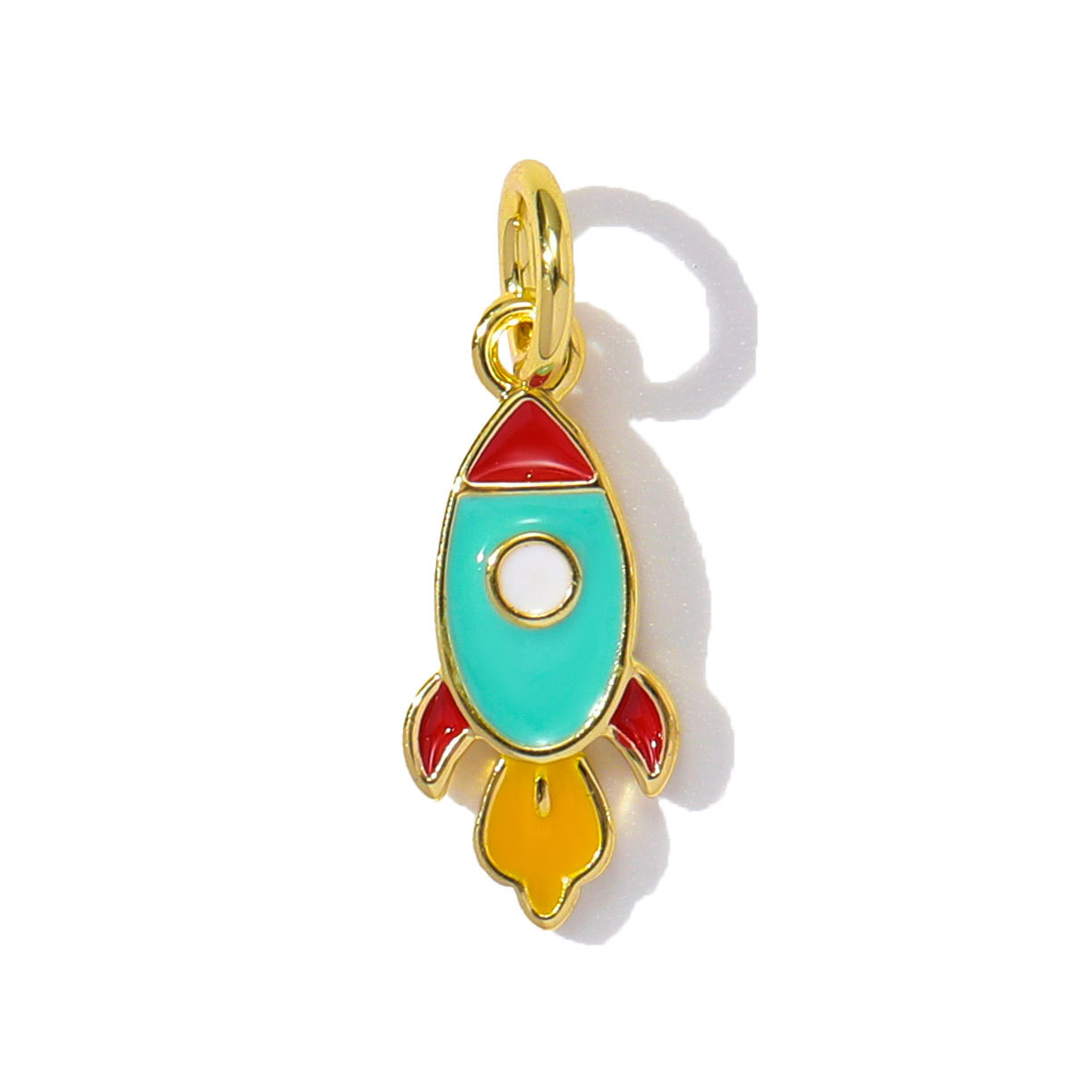 6pcs/pack Wholesale Copper Cute Boy Girl Diy Charms Women Astronauts Spacecraft Necklace Pendants Rainbow Umbrella Jewelry