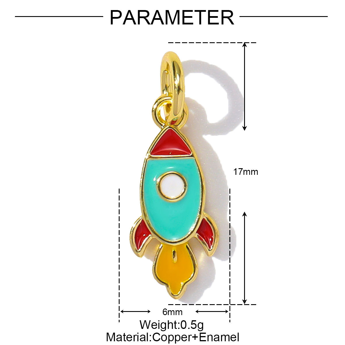 6pcs/pack Wholesale Copper Cute Boy Girl Diy Charms Women Astronauts Spacecraft Necklace Pendants Rainbow Umbrella Jewelry