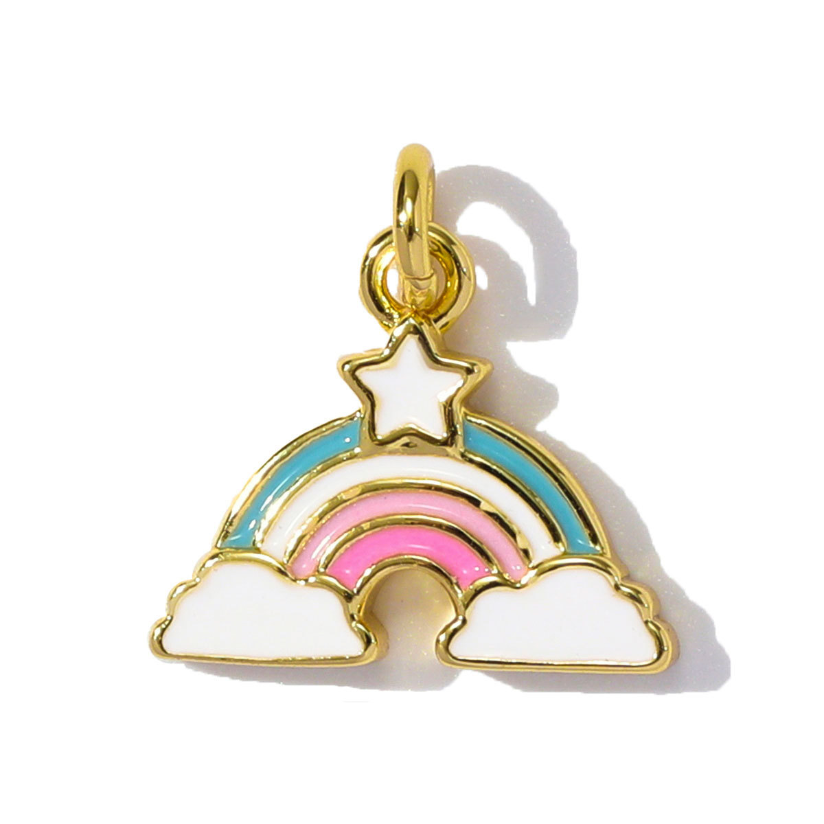 6pcs/pack Wholesale Copper Cute Boy Girl Diy Charms Women Astronauts Spacecraft Necklace Pendants Rainbow Umbrella Jewelry