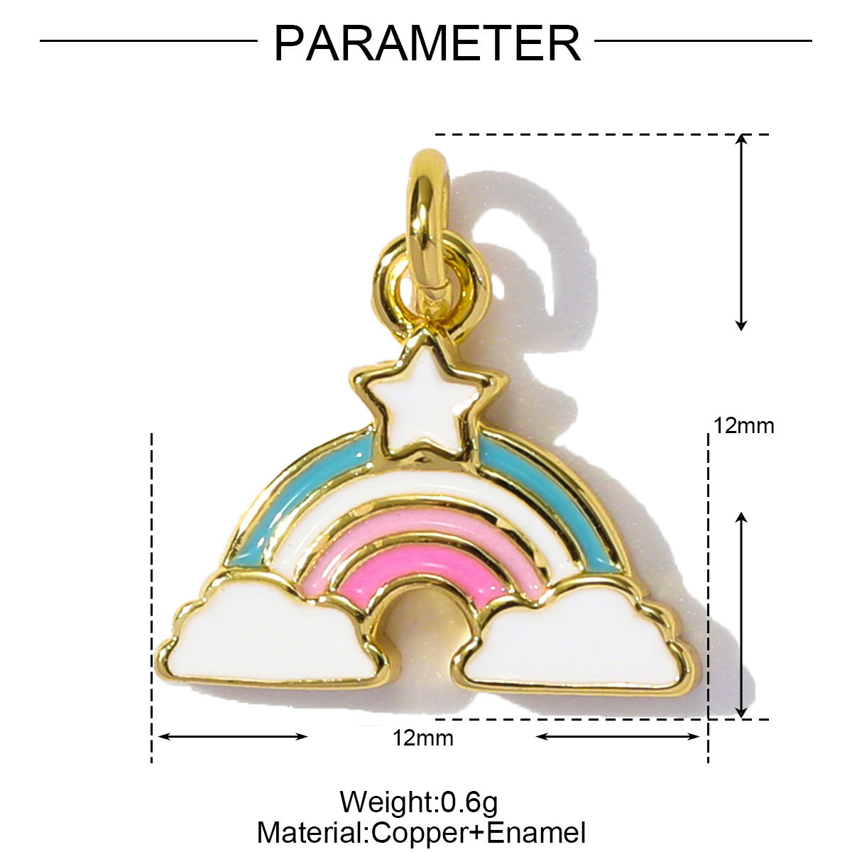 6pcs/pack Wholesale Copper Cute Boy Girl Diy Charms Women Astronauts Spacecraft Necklace Pendants Rainbow Umbrella Jewelry