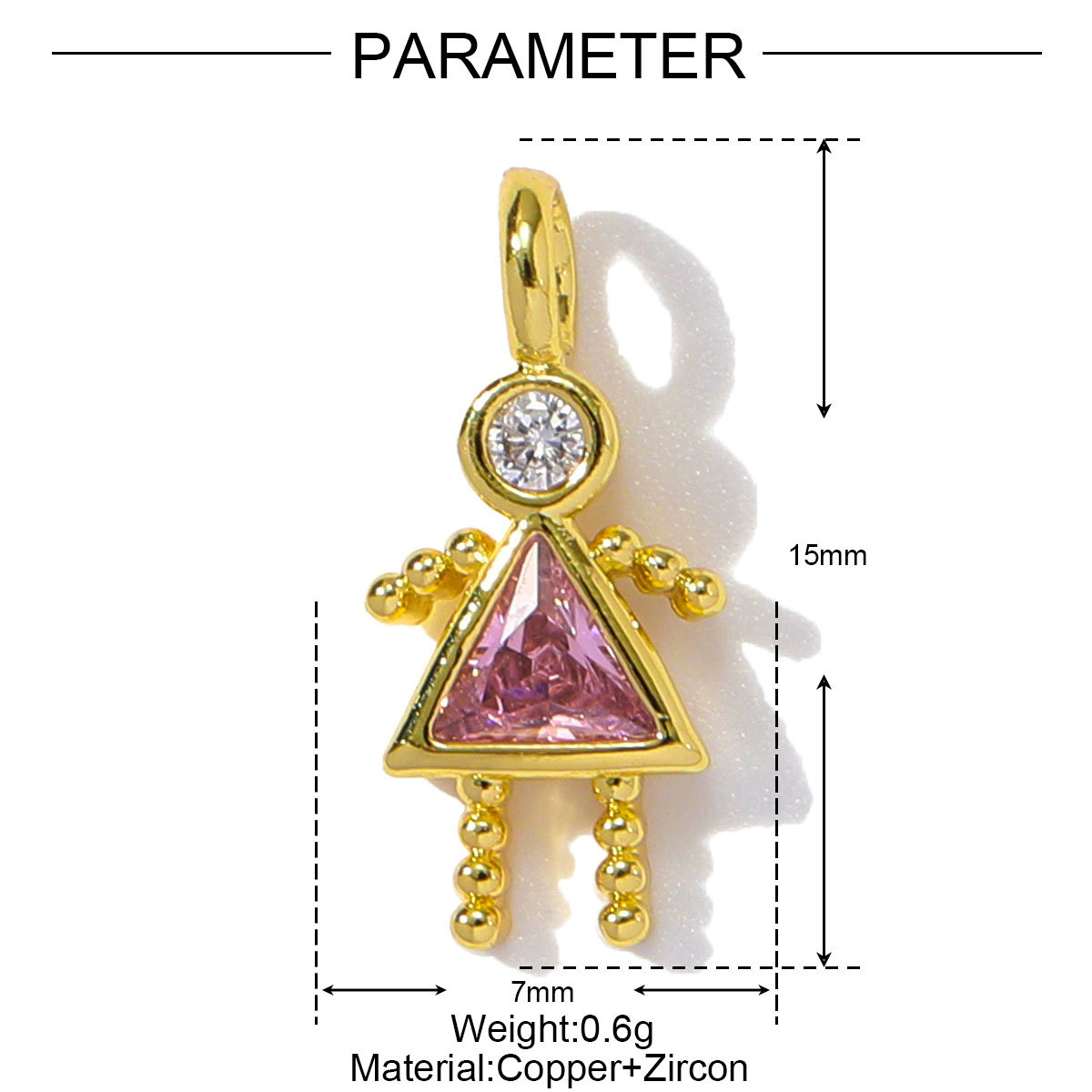 6pcs/pack Wholesale Copper Cute Boy Girl Diy Charms Women Astronauts Spacecraft Necklace Pendants Rainbow Umbrella Jewelry