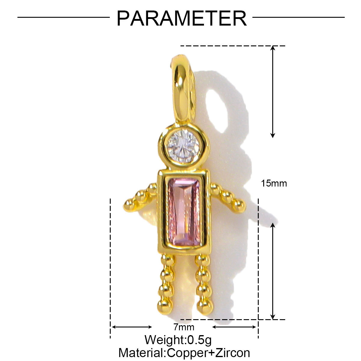 6pcs/pack Wholesale Copper Cute Boy Girl Diy Charms Women Astronauts Spacecraft Necklace Pendants Rainbow Umbrella Jewelry