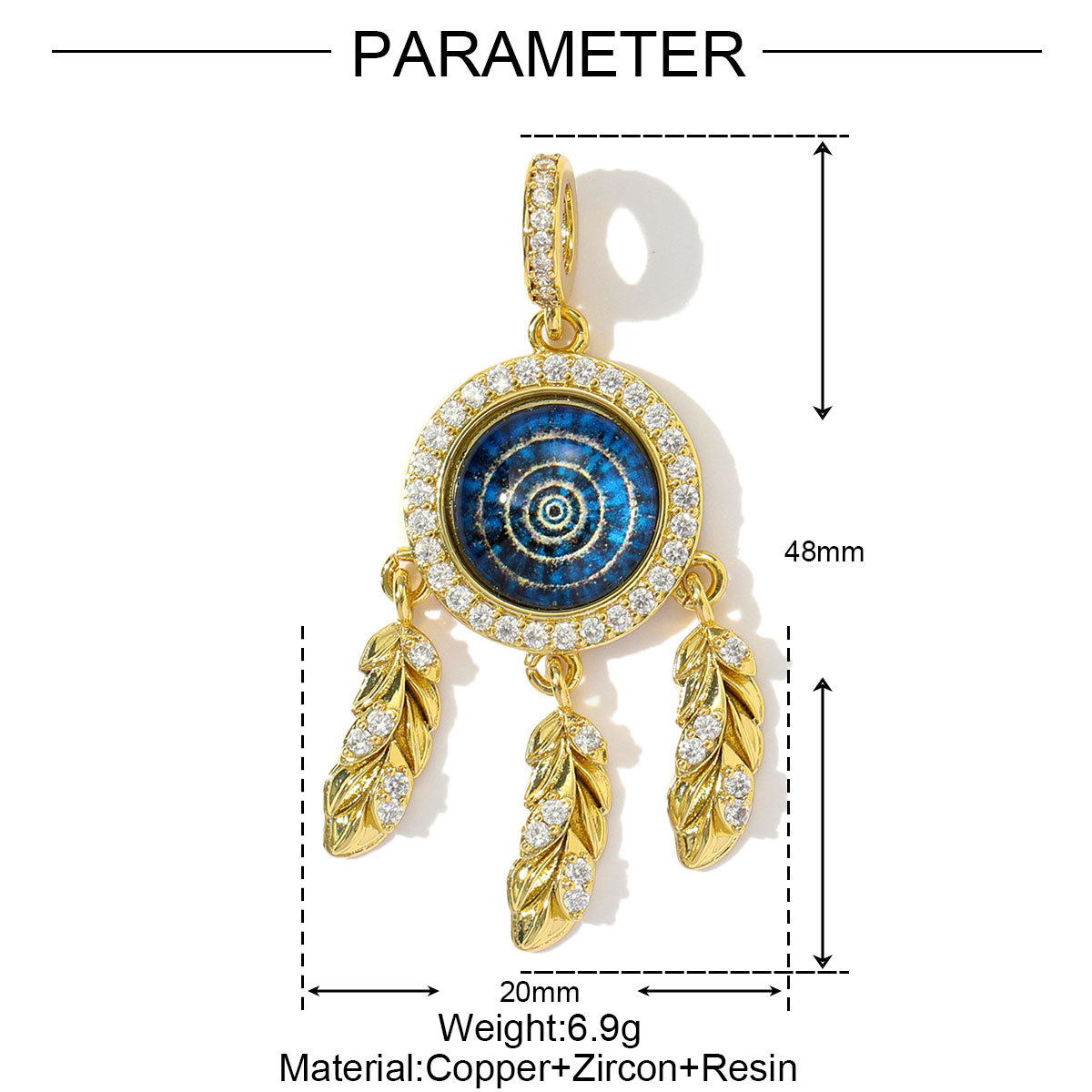 6pcs/pack Wholesale Copper Cubic Zircon Dream Catcher Diy Charms Women Heart Poker Necklace Pendants Cherry Apple Jewelry