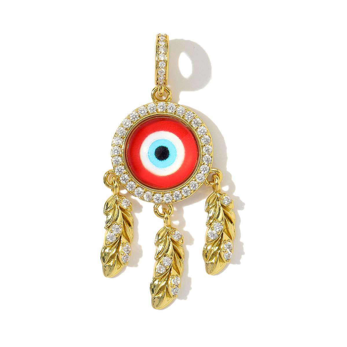 6pcs/pack Wholesale Copper Cubic Zircon Dream Catcher Diy Charms Women Heart Poker Necklace Pendants Cherry Apple Jewelry