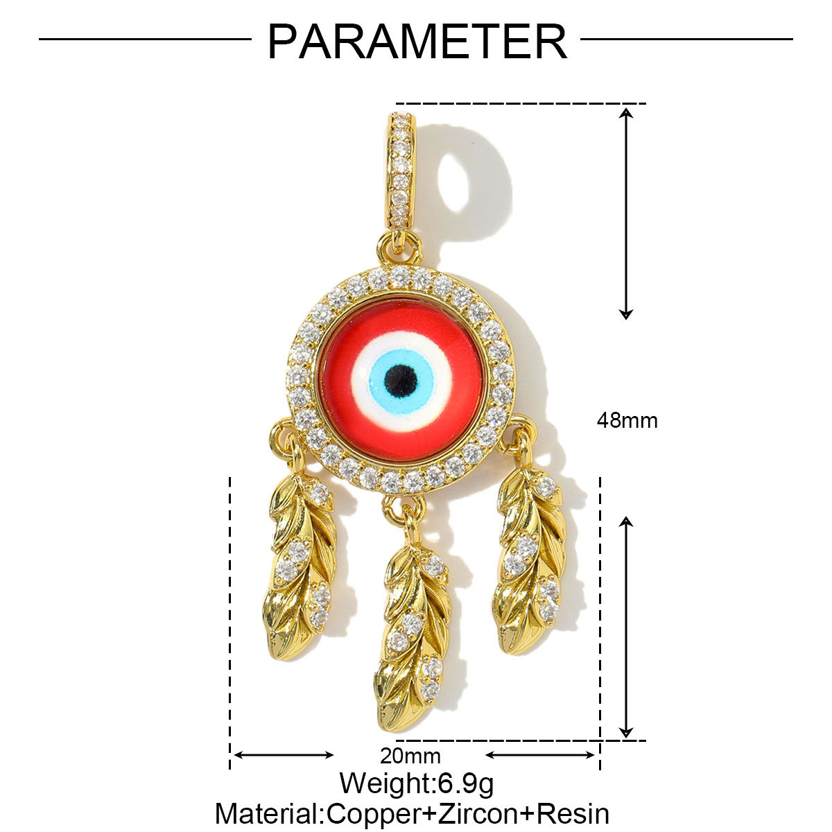 6pcs/pack Wholesale Copper Cubic Zircon Dream Catcher Diy Charms Women Heart Poker Necklace Pendants Cherry Apple Jewelry