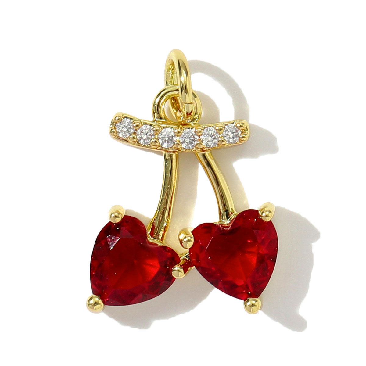 6pcs/pack Wholesale Copper Cubic Zircon Dream Catcher Diy Charms Women Heart Poker Necklace Pendants Cherry Apple Jewelry