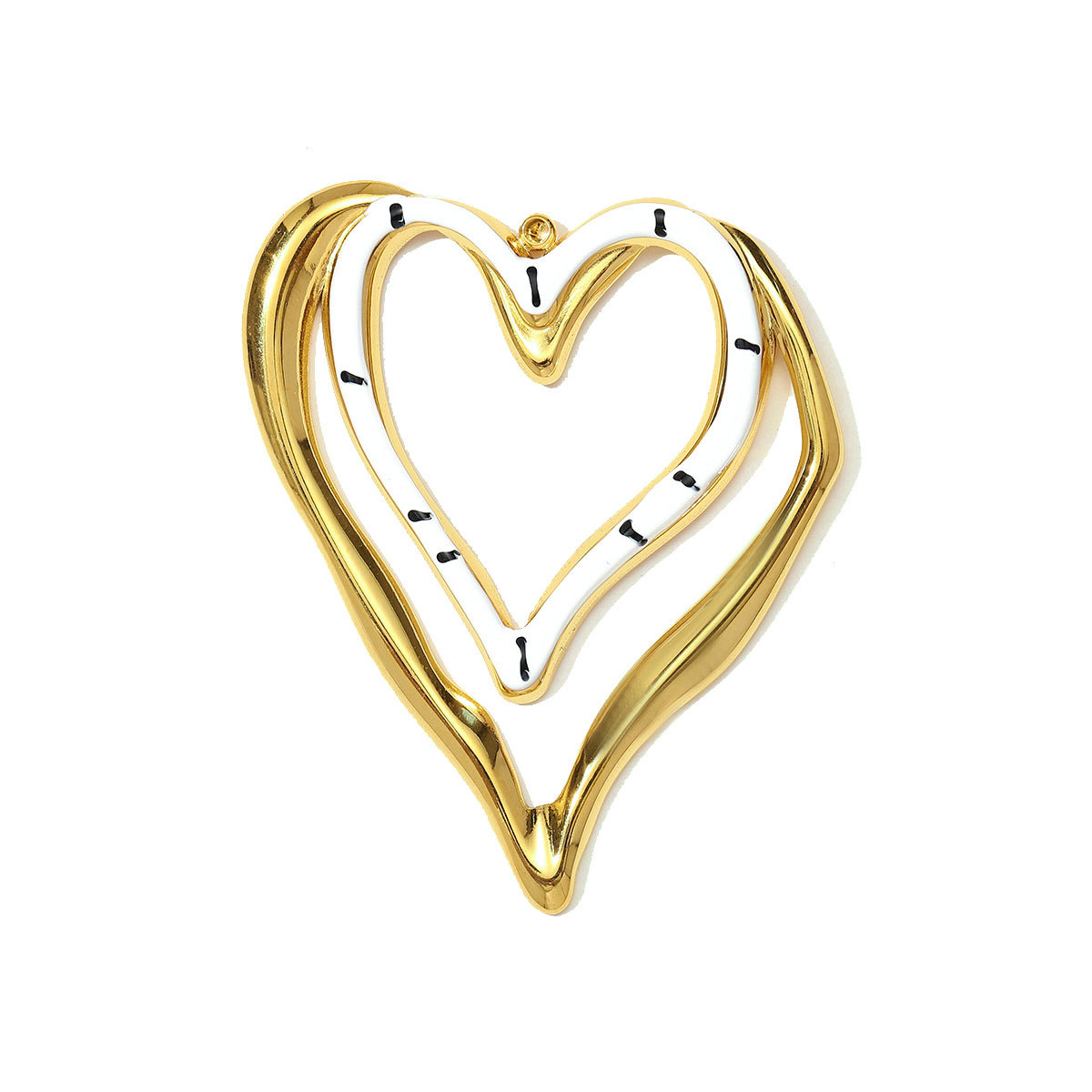 6pcs/pack French Retro Stainless Steel Love Heart Necklace Pendants Enamel Hollow DIY Earring Charms Women Big Size Jewelry