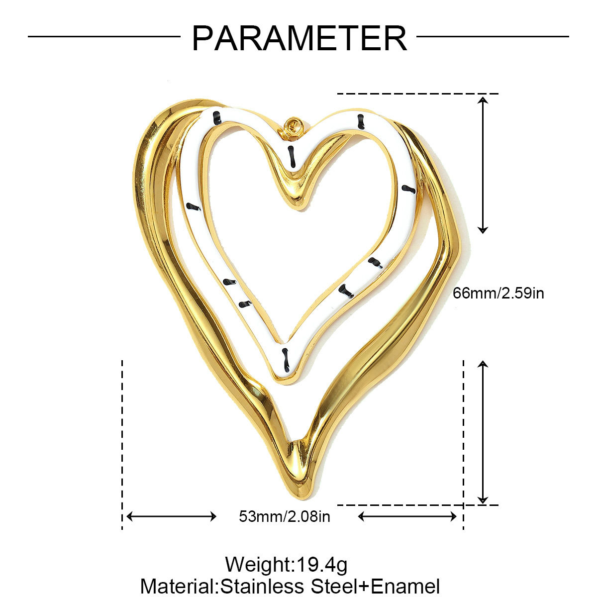 6pcs/pack French Retro Stainless Steel Love Heart Necklace Pendants Enamel Hollow DIY Earring Charms Women Big Size Jewelry