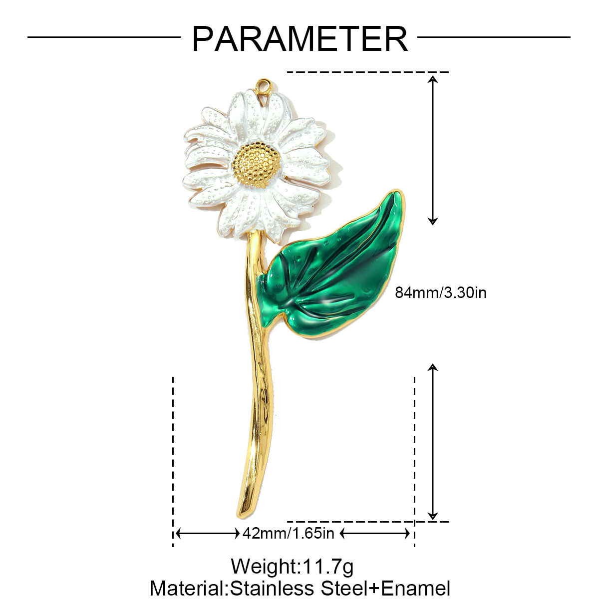 6pcs/pack Fashion Stainless Steel Big Size Daisy Necklace Pendants Enamel Sunflower DIY Earring Charms Women Flower Jewelry