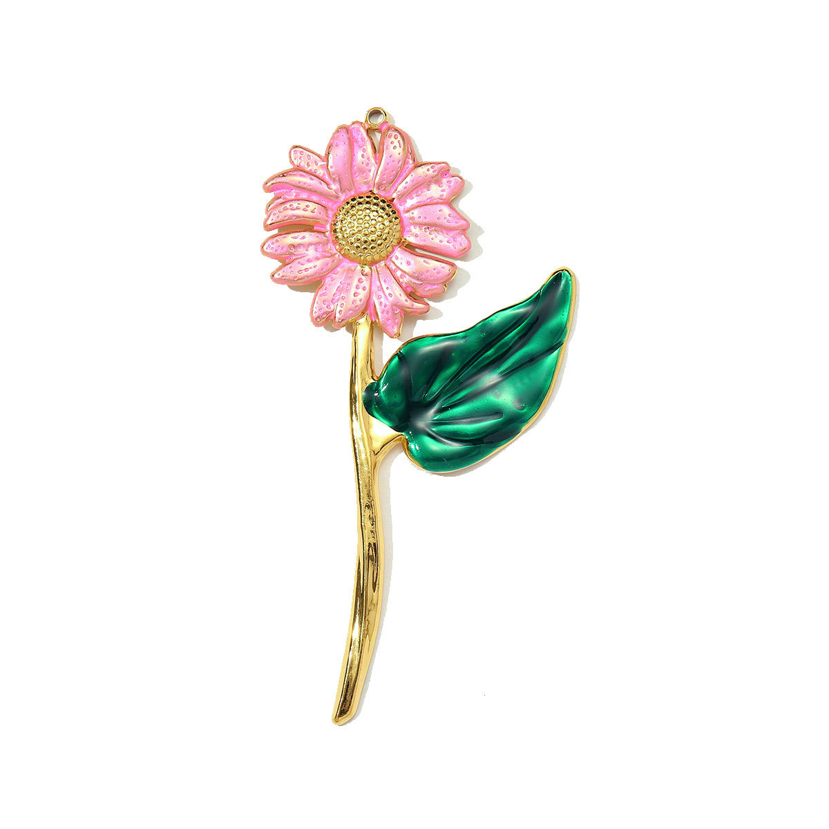 6pcs/pack Fashion Stainless Steel Big Size Daisy Necklace Pendants Enamel Sunflower DIY Earring Charms Women Flower Jewelry