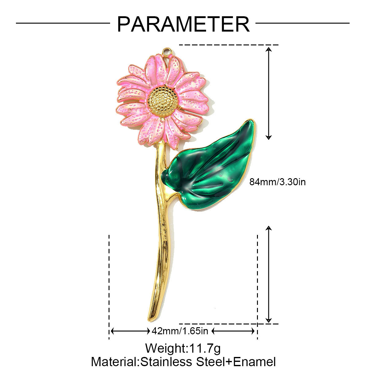 6pcs/pack Fashion Stainless Steel Big Size Daisy Necklace Pendants Enamel Sunflower DIY Earring Charms Women Flower Jewelry