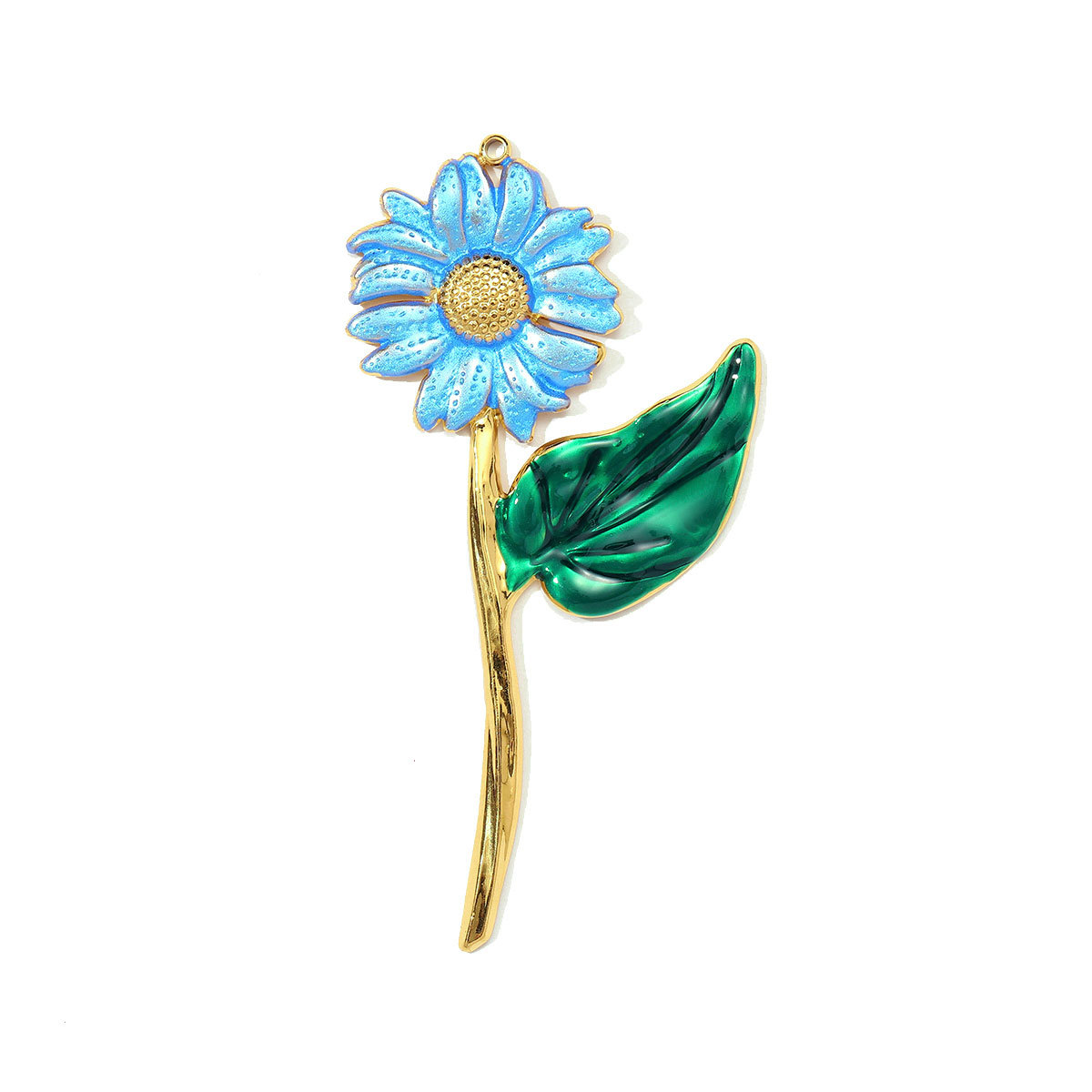 6pcs/pack Fashion Stainless Steel Big Size Daisy Necklace Pendants Enamel Sunflower DIY Earring Charms Women Flower Jewelry