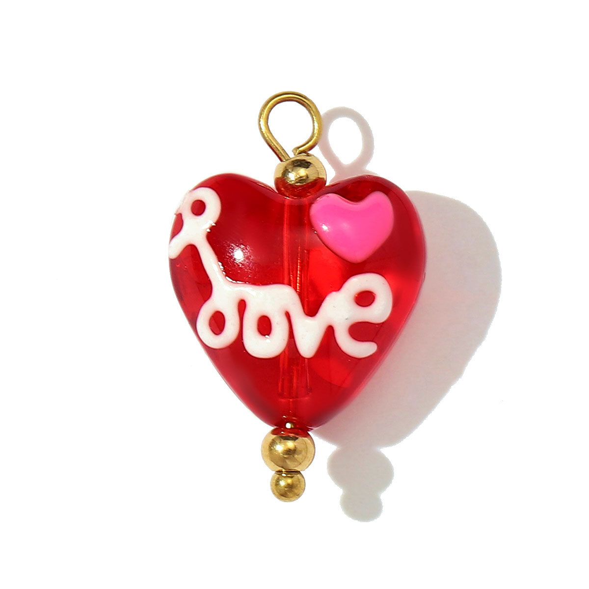 6pcs/pack Stainless Steel Lampwork Glass Daisy Flower Necklace Pendant Love Heart DIY Earring Charms Women Coloured Glaze Jewelry