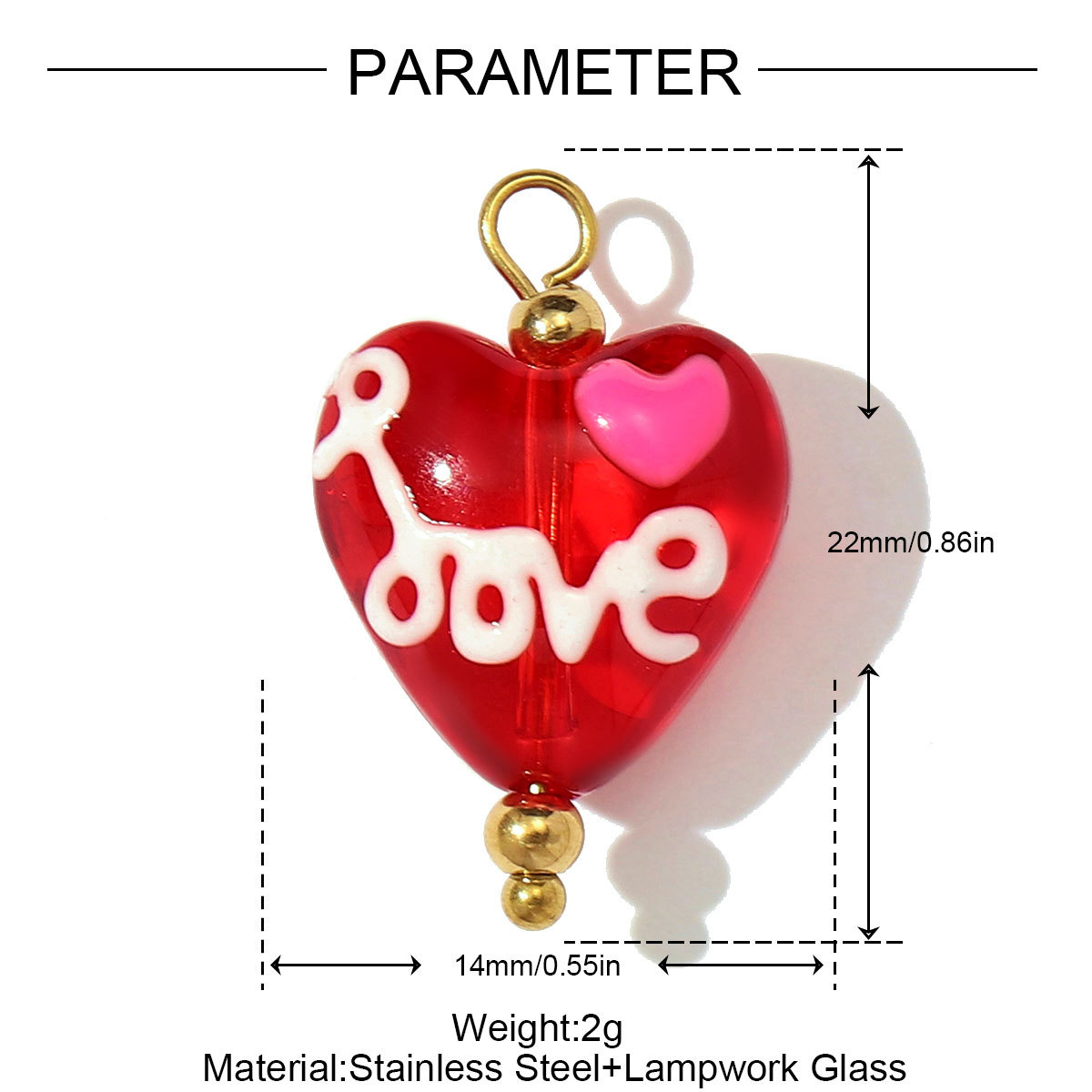 6pcs/pack Stainless Steel Lampwork Glass Daisy Flower Necklace Pendant Love Heart DIY Earring Charms Women Coloured Glaze Jewelry