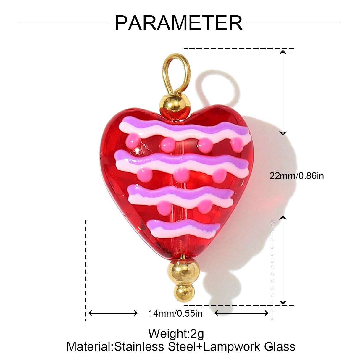 6pcs/pack Stainless Steel Lampwork Glass Daisy Flower Necklace Pendant Love Heart DIY Earring Charms Women Coloured Glaze Jewelry