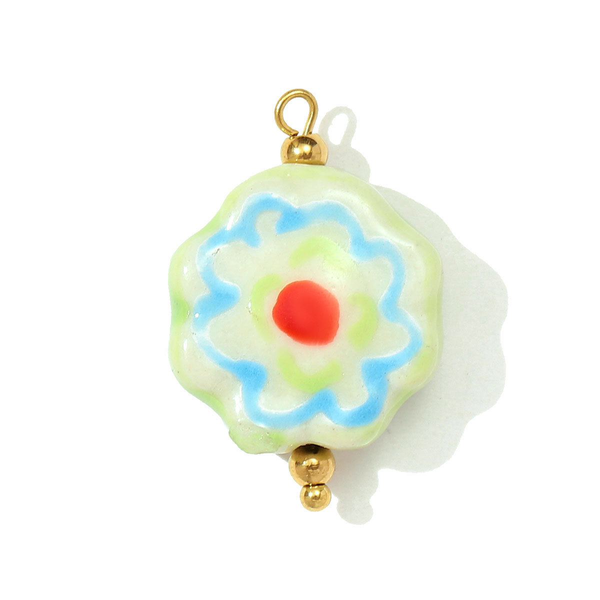 6pcs/pack French Stainless Steel Colored Ceramic Flower Necklace Pendant Tulip Sunflower DIY Charms Women Daisy Butterfly Jewelry