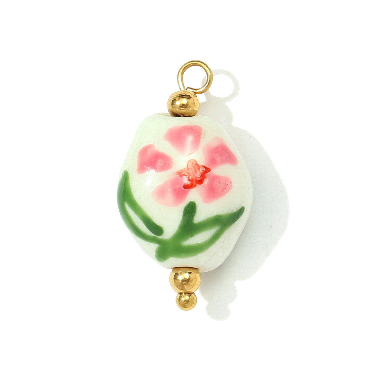 6pcs/pack French Stainless Steel Colored Ceramic Flower Necklace Pendant Tulip Sunflower DIY Charms Women Daisy Butterfly Jewelry
