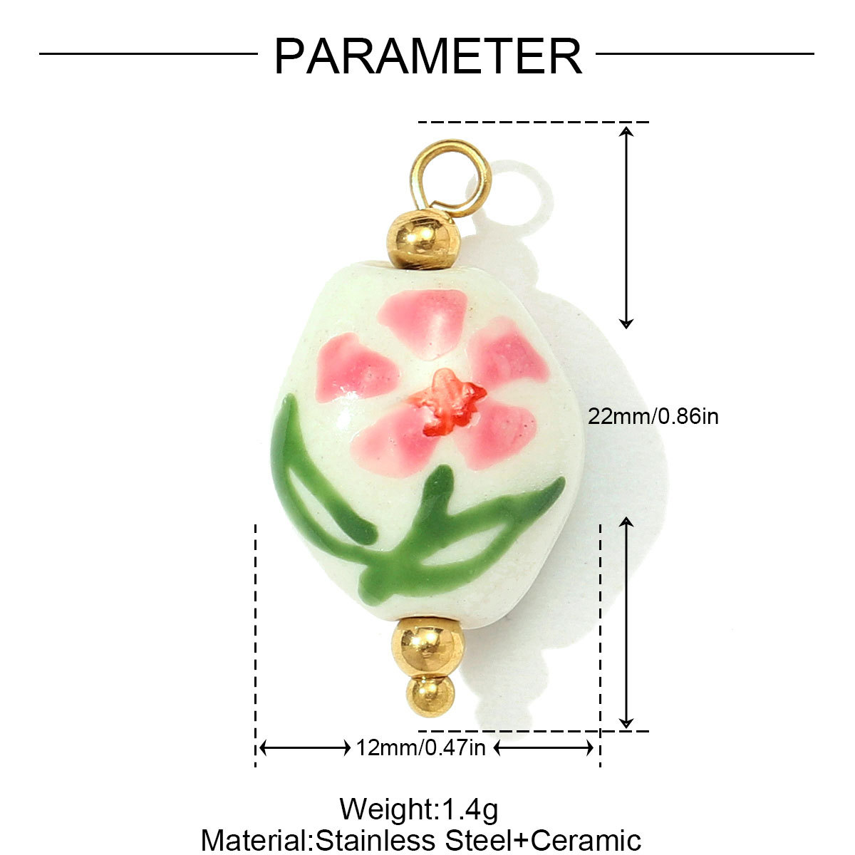 6pcs/pack French Stainless Steel Colored Ceramic Flower Necklace Pendant Tulip Sunflower DIY Charms Women Daisy Butterfly Jewelry