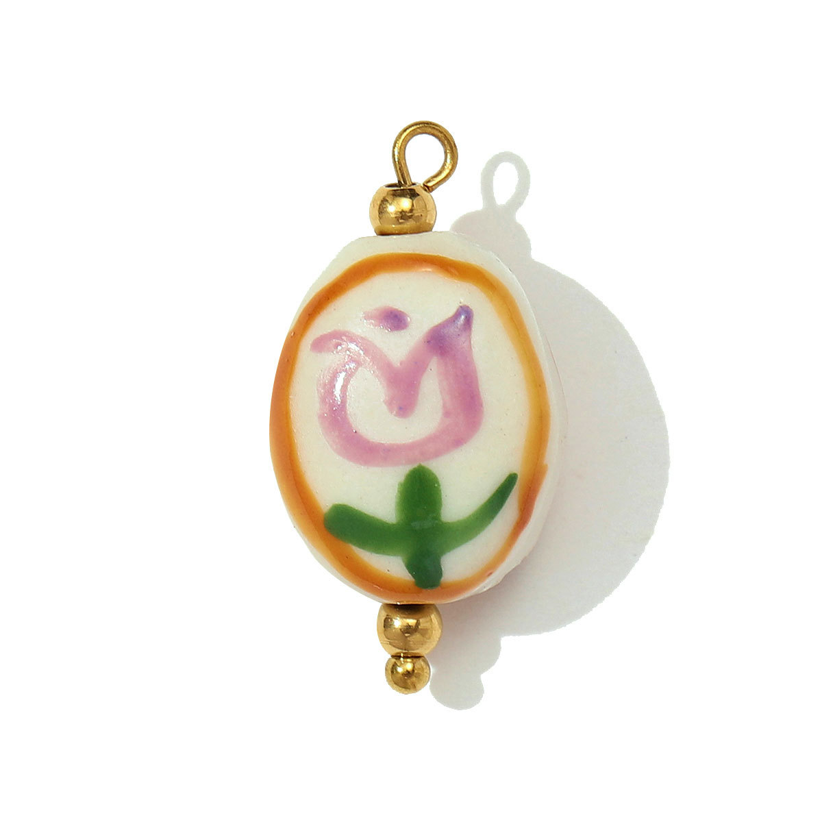 6pcs/pack French Stainless Steel Colored Ceramic Flower Necklace Pendant Tulip Sunflower DIY Charms Women Daisy Butterfly Jewelry