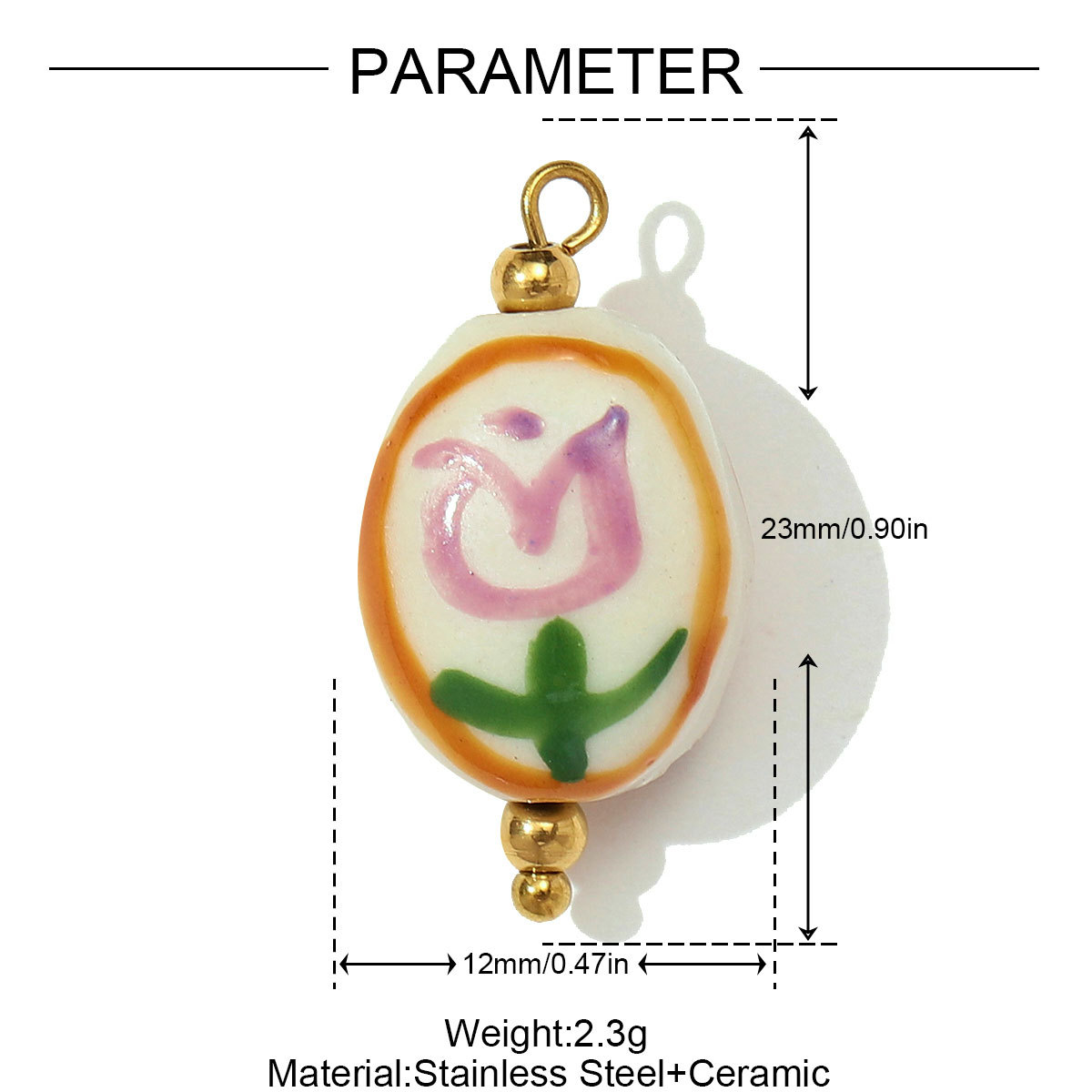 6pcs/pack French Stainless Steel Colored Ceramic Flower Necklace Pendant Tulip Sunflower DIY Charms Women Daisy Butterfly Jewelry
