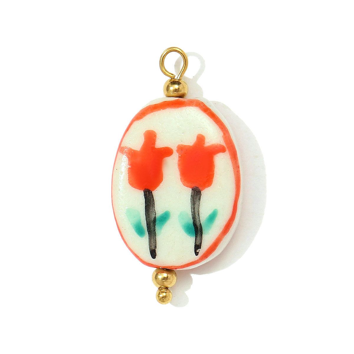 6pcs/pack French Stainless Steel Colored Ceramic Flower Necklace Pendant Tulip Sunflower DIY Charms Women Daisy Butterfly Jewelry