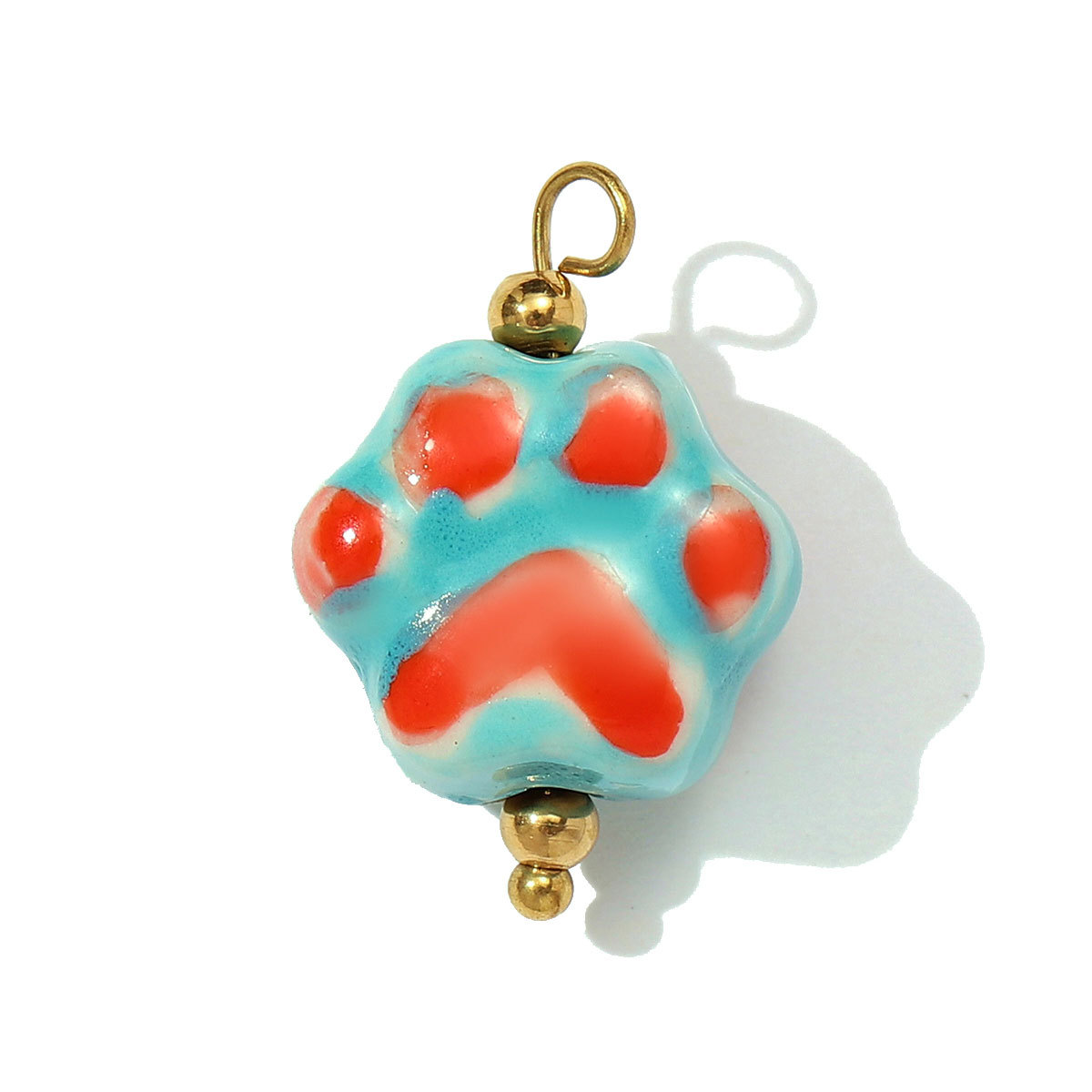 6pcs/pack Stainless Steel Colored Ceramic Paw Fish Necklace Pendant Rose Butterfly DIY Earring Charms Women Tulip Flower Jewelry